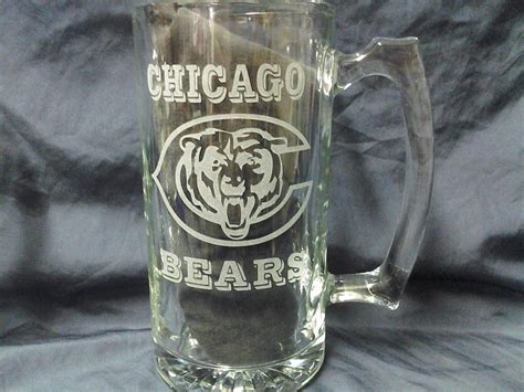 sports team mugs Chicago Bears mugs Etched beer mugs