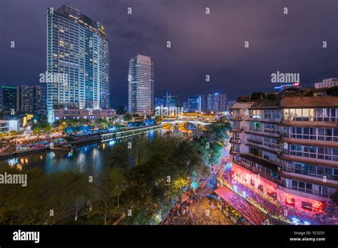 Night View of Anshun Bridge, Chengdu Stock Photo - Alamy