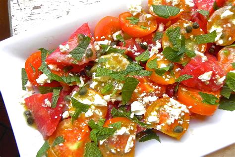 tomato watermelon salad with feta and mint | The Good Eats Company