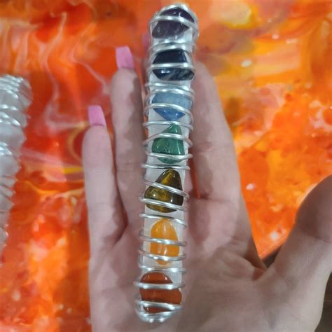 Chakra Wand Selenite wrapped with healing chakra crystals | Etsy