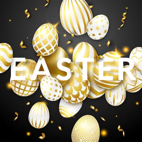 Premium Vector | Easter black background with eggs