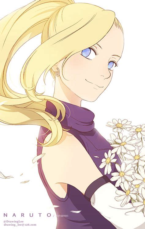 Tags: Anime, Pixiv Id 5193641, NARUTO, Yamanaka Ino, Light Background, White Flower, Bouquet ...