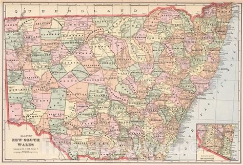 Historic Map : 1901 Map of New South Wales - Vintage Wall Art | Vintage ...