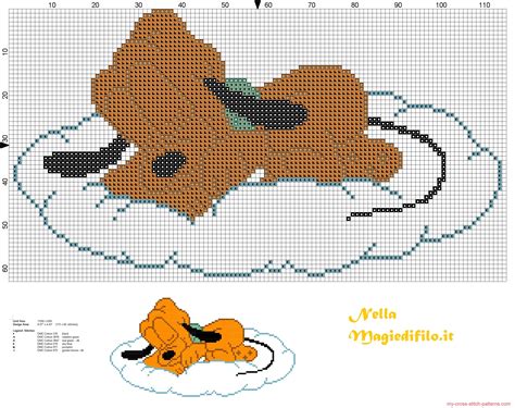 Baby Goofy sleeping on cloud 2 - free cross stitch patterns simple unique alphabets baby