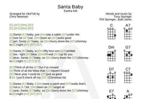 Santa Baby (arr. UkeTok) by Taylor Swift Sheet Music for Ukulele Chords ...