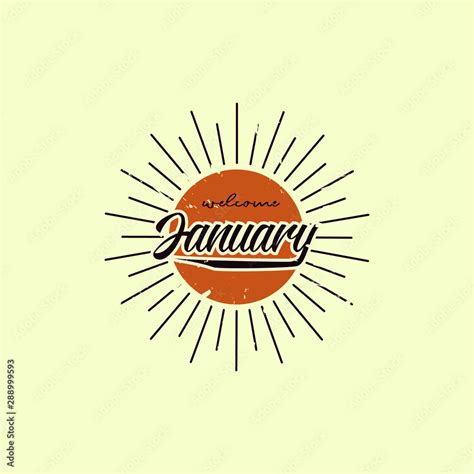 welcome january with retro design vector. January typhography design ...