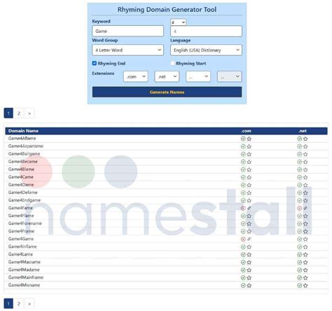 Rhyming Domain Name Generator - 25 languages dictionaries | NameStall