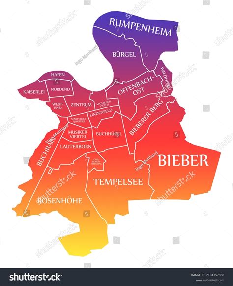 Offenbach City Map Germany De Labelled Stock Illustration 2104357868 ...