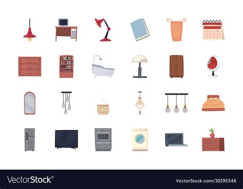 Isolated home flat style icon set design Vector Image