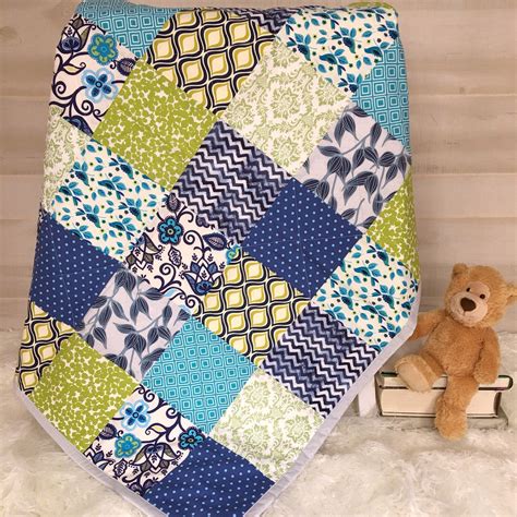 Baby Blankets Personalized for a Boy on a Patchwork Baby | Etsy | Embroidered baby blankets ...