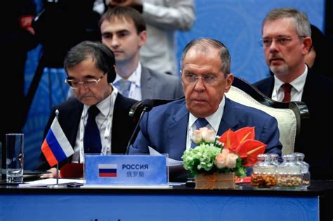 Russian Foreign Minister Sergey Lavrov during the Shanghai Cooperation ...