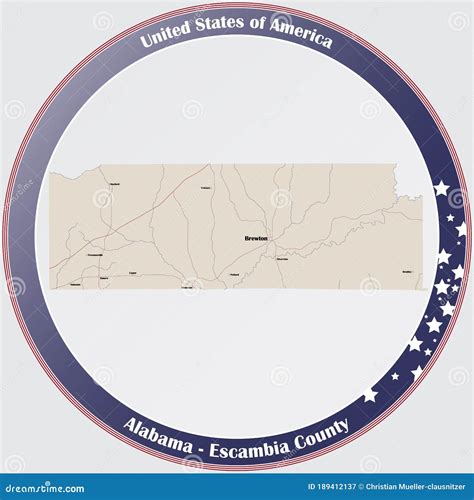 Alabama: Escambia County Map Vector Illustration | CartoonDealer.com ...