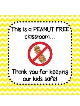 Peanut Free Classroom Sign Printable