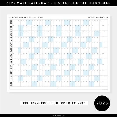 PRINTABLE 2025 ANNUAL CALENDARS // INSTANT DOWNLOAD - Plan The Things