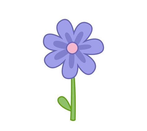 Premium Vector | Pastel purple flower Vector illustration in cute cartoon childish style ...