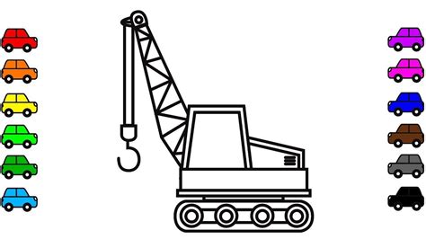 Learn colors with crane truck coloring pages, Car and construction vehic...