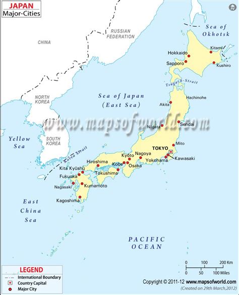 Map of Japan with Major Cities