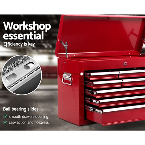 Giantz 9 Drawer Mechanic Tool Box Cabinet Storage - Red