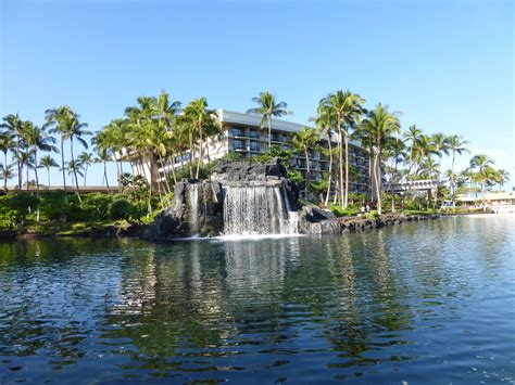 Hilton Waikoloa, taken from breakfast buffet in Palace Tower, looking back at Lagoon Tower. Walk ...