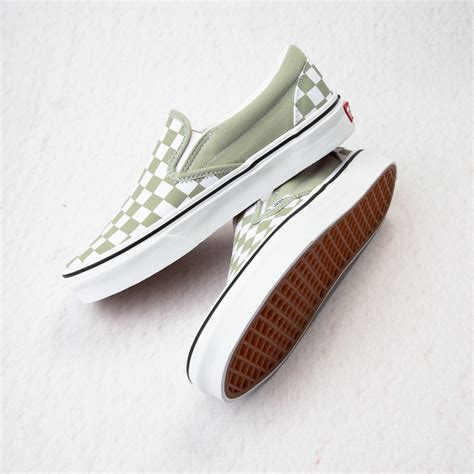 Vans Slip-On Checkerboard Skate Shoe - Desert Sage | Journeys