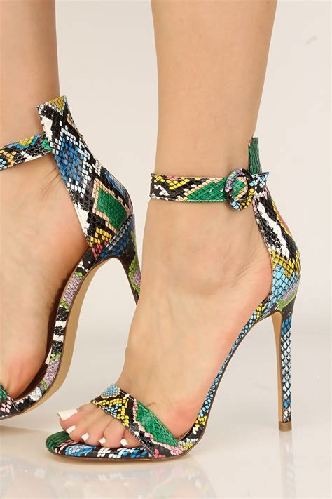 Multi Snake Print Open Toe High Heels – Shoes Post