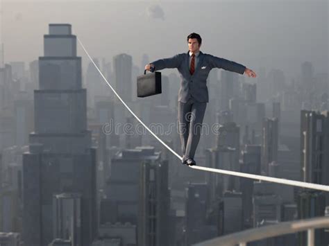 Businessman Walking On Tightrope Stock Illustration - Illustration of professional, skill: 33912335