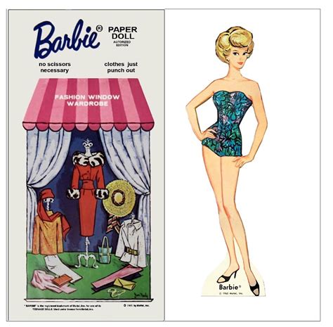 VINTAGE 1965 BARBIE FASHION WINDOW PAPER DOLLS ~ RARE~ UNCUT LASER ...