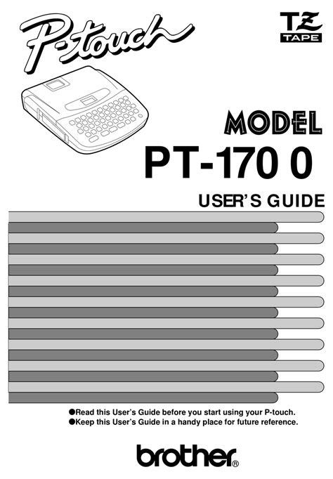 BROTHER PT-1700 LABEL MAKER USER MANUAL | ManualsLib