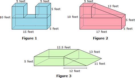 The composite figures below are made of right prisms. Note: figures not drawn to scale. Place ...