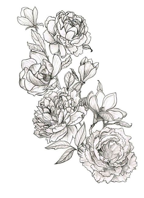 Peony Tattoo Drawing at PaintingValley.com | Explore collection of Peony Tattoo Drawing