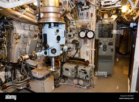 Interior of / inside control room of HMS Alliance, A class / Amphion ...