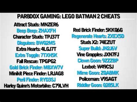 LEGO BATMAN 2 XBOX 360 CHEATS FOR ALL CHARACTERS
