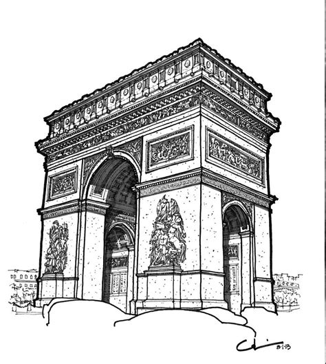 Arc De Triomphe Drawing by Calvin Durham