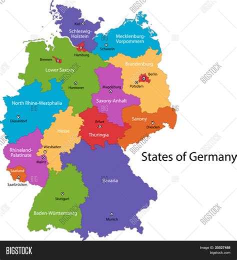 Colorful Germany Map Regions Main Vector & Photo | Bigstock