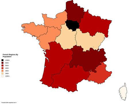 French Regions by Population [OC] [3464,4560] : MapPorn