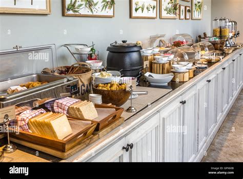 Breakfast buffet setup in hotel in HDR Stock Photo - Alamy