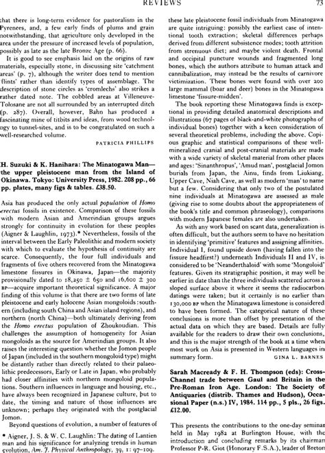 H. Suzuki & K. Hanihara: The Minatogawa Man---the upper pleistocene man from the Island of ...