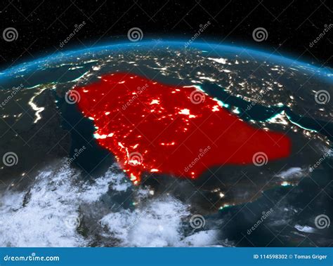 Saudi Arabia from Space at Night Stock Illustration - Illustration of ...