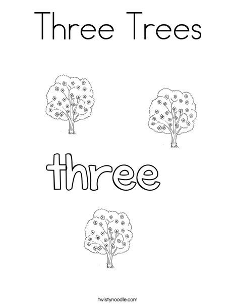 Three Trees Coloring Page - Twisty Noodle