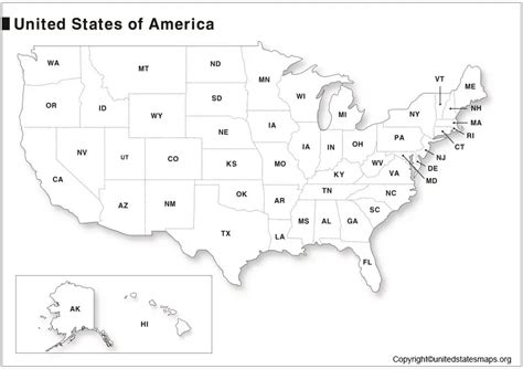 US Map with Abbreviations | Map of US State Abbreviations