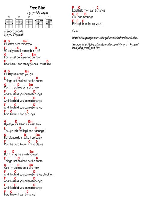 Free Bird, by Lynyrd Skynyrd | Músicas de guitarra, Letras e acordes, Partituras de guitarra