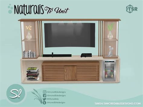 SIMcredible!'s TV Unit Glass TV Stand | Sims 4 cc furniture, The sims 4 packs, Sims 4