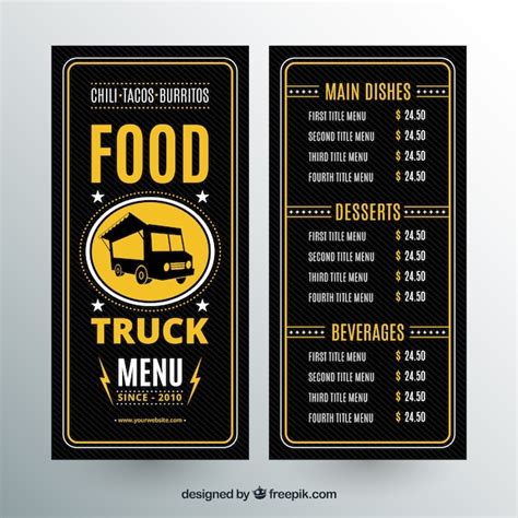 Vintage food truck menu Vector | Free Download