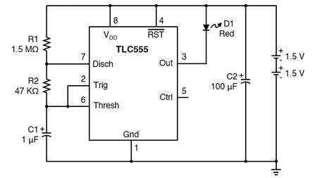 555 Lab - Red LED Flasher | 555 Timer Circuit Projects | Electronics Textbook