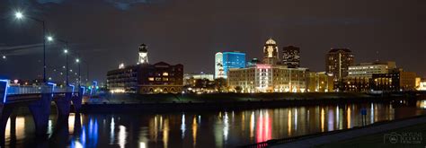 Des Moines Skyline Night Panorama