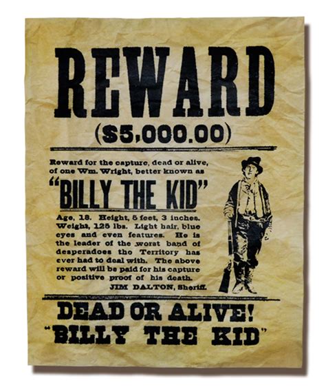 Billy the Kid Wanted Poster (11.25" x 14.25") – ouramendments.com