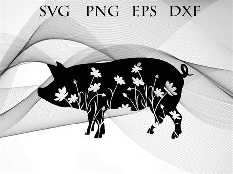 Floral Pig SVG, Png, Dfx, Eps, Farmhouse SVG, Farmhouse Sign, Farmhouse Decor, Farm Life, Cut ...