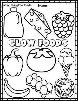 Go Glow and Grow Foods Worksheets by Futuristic Teacher | TPT