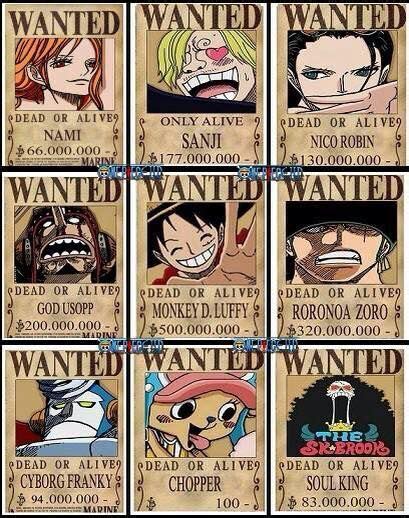 Current Straw Hat Pirates Bounties (SPOILERS!) | Anime Amino