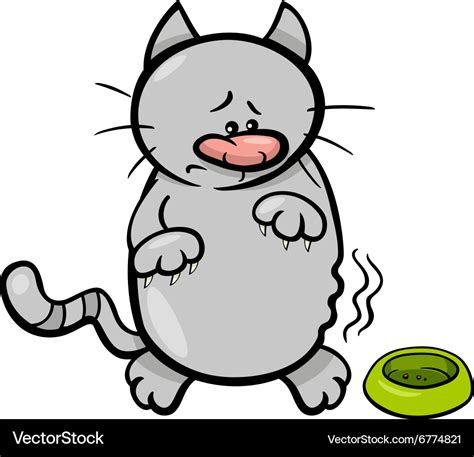 Hungry cat cartoon Royalty Free Vector Image - VectorStock